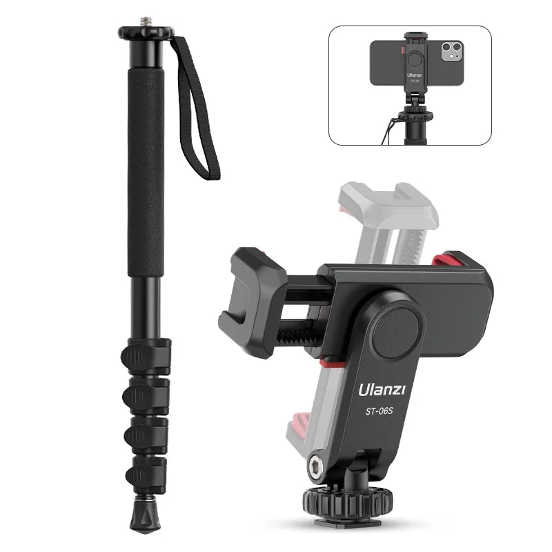 Ulanzi TB12 Aluminium Monopod Tripod Stand For DSLR Camera Sony Portable Lightweight 5 Sections Extendable Climbing Pole Tripod