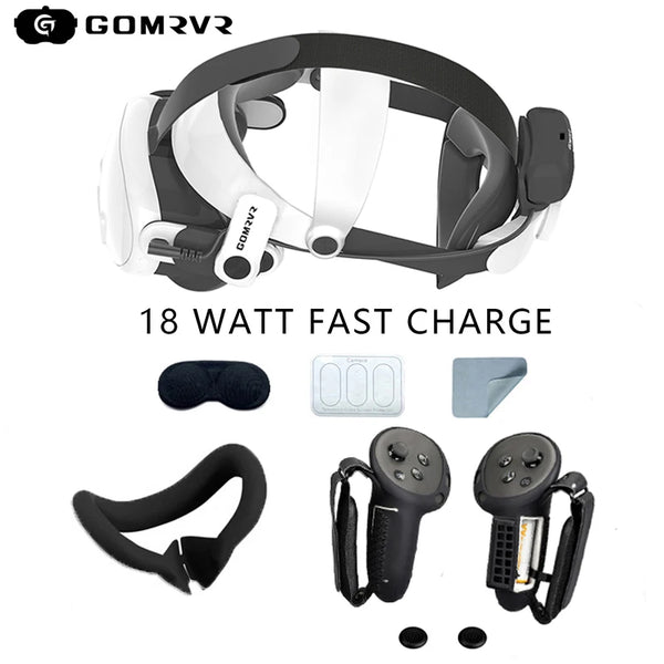 GOMRVR Comfort Battery Halo Head Strap Compatible with Meta Quest 3 Replancement of Elite Strap Enhanced Playtime and Support