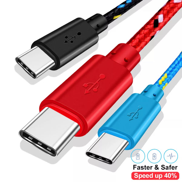 Fast Charging Type-C USB C Mobile Phone Cables 1M/2M/3M USB C Cable Fast Charge For Samsung S21 Plus Huawei Nylon Braided Cable
