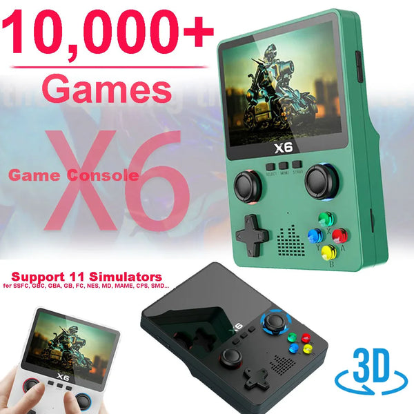 X6 Retro Game Console 10000 Games 3.5Inch IPS Screen Handheld Game Players Dual 3D Joystick Arcade Simulator Portable Consoles