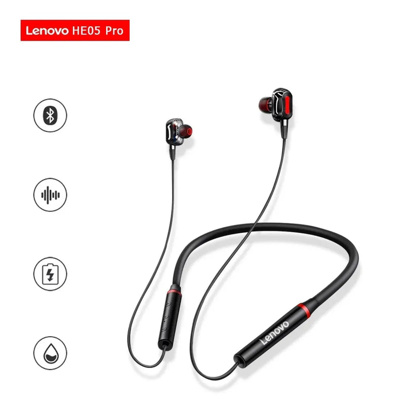 Original Lenovo HE05 Pro TWS Wireless Earphone Bluetooth 5.0 Sports Noise Canceling Neckband Headphones Waterproof Microphone