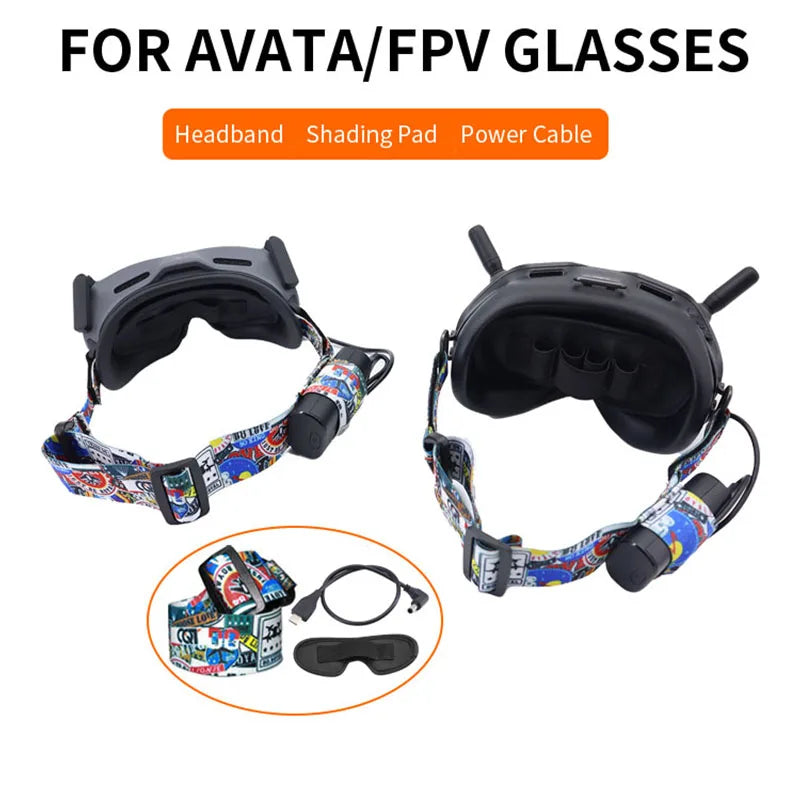 Headband for DJI Avata FPV Goggles V2 Battery Holder Head Strap Power Supply Cable Dustproof Pad For DJI Goggles 2 Accessories