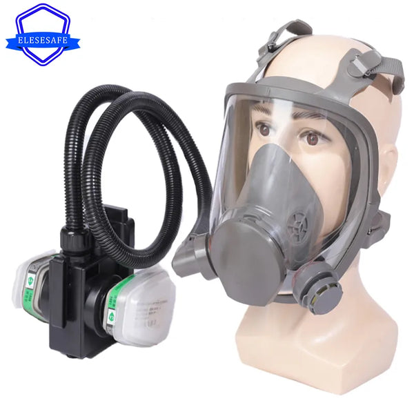6800 Full Face Gas Mask Electric Air Purifying Device Chemical Respirator For Work Safety Polishing Welding Spraying Protection