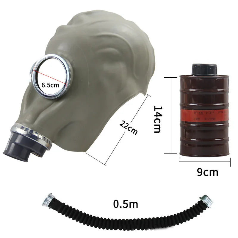 Full Face Gas Mask Chemical Respirator Gray/Black Natural Rubber Ghost Mask With Hose Filter For Painting Spraying Pesticide CS