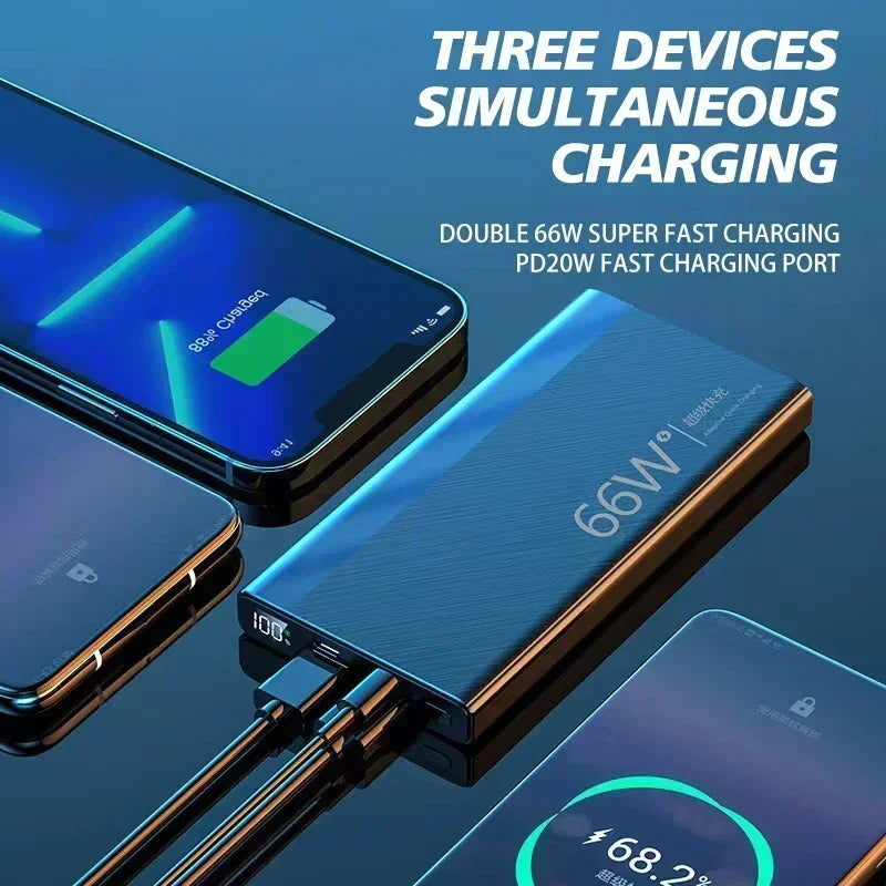 50000mAh Power Bank Built in Cable Mini PowerBank External Battery Portable Charger For iPhone Samsung Xiaomi Power Banks