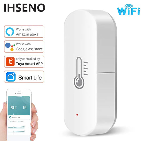 IHSENO Tuya WiFi Temperature Humidity Sensor Smart Life APP Monitor Smart Home Work With Alexa Google Home No Hub Required