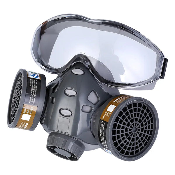 Anti-Dust Respirator Chemical Face Mask Gas Paint Pesticide Spray Rubber With Filter Breath Valve For Laboratory Garden Security
