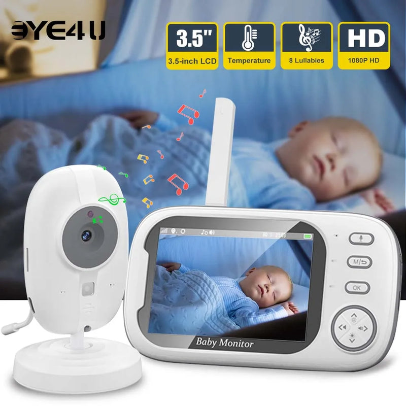 3.5 Inch Video Baby Monitor 2.4G Mother Kid Two-way Audio Night Vision Video Surveillance Camera With Temperature display Screen