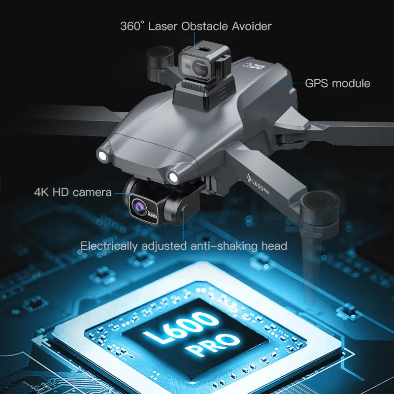 L600 Pro GPS Drone 4k Professional HD Dual Camera Obstacle Avoidance 5G Wifi RC Distance 3KM Brushless Motor Foldable Quadcopter