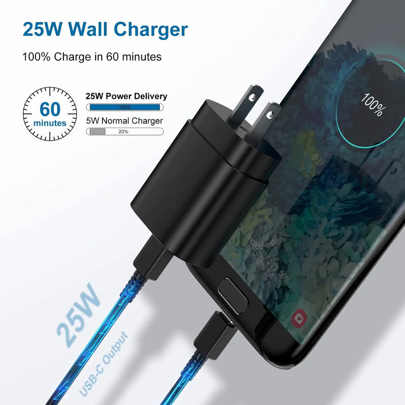 PD 25W Fast Charger for Samsung Galaxy S21 S22 S20 S23 Ultra Quick Charging Cable for Galaxy Note 10 Note 20 Plus Phone Charger