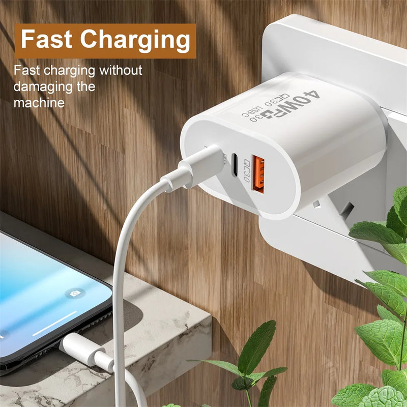 Olaf USB C Charger 60W Fast Charging Charger 3Ports Type C Mobile Phone Charger PD Power Adapter for Samsung Xiaomi iPhone QC3.0