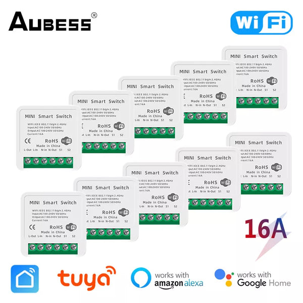 16A Tuya Smart WiFi Switch 2-way/2 Gang Control Switch Mini Breaker Smart Life Control Support Alexa Google Home Yandex Alice