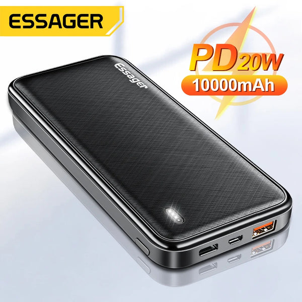 Essager 10000mAh Portable USB Power Bank For iPhone Xiaomi Samsung PD 20W Power Banks Fast Charging External Battery Charger