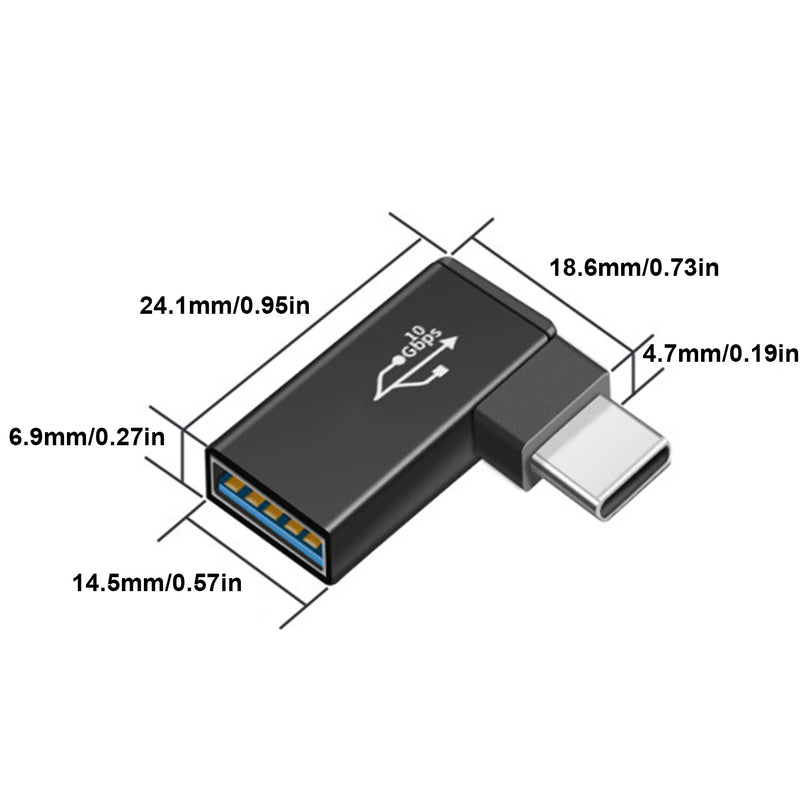 90 Degree USB C To USB 3.0 Adapter Sync / Charging Connector USB3.0 To USB3.0 Connector For Laptops Power Banks 10gbps Data