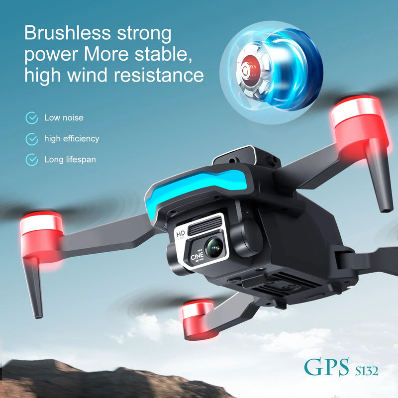 S132 RC Drone with 8K Professional Camera GPS 5G WIFI 360 Obstacle Avoidance FPV Brushless Motor RC Quadcopter Mini Drone