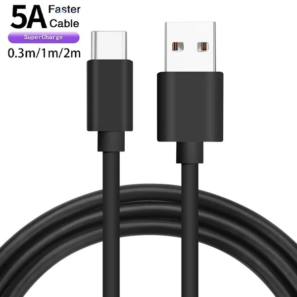 5A Black/White USB Type C Cable Fast Charging Cable for Samsung Xiaomi Redmi 10 9 Huawei Mobile Phone Cord Quick Charging Cable