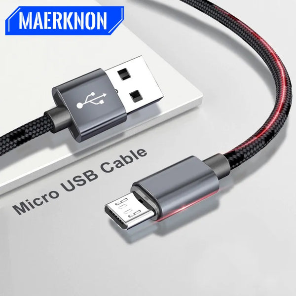 2.4A Micro USB Cable Fast Data Sync Charger Cable For Samsung Xiaomi Huawei Android Microusb Nylon Braided Mobile Phone Cables