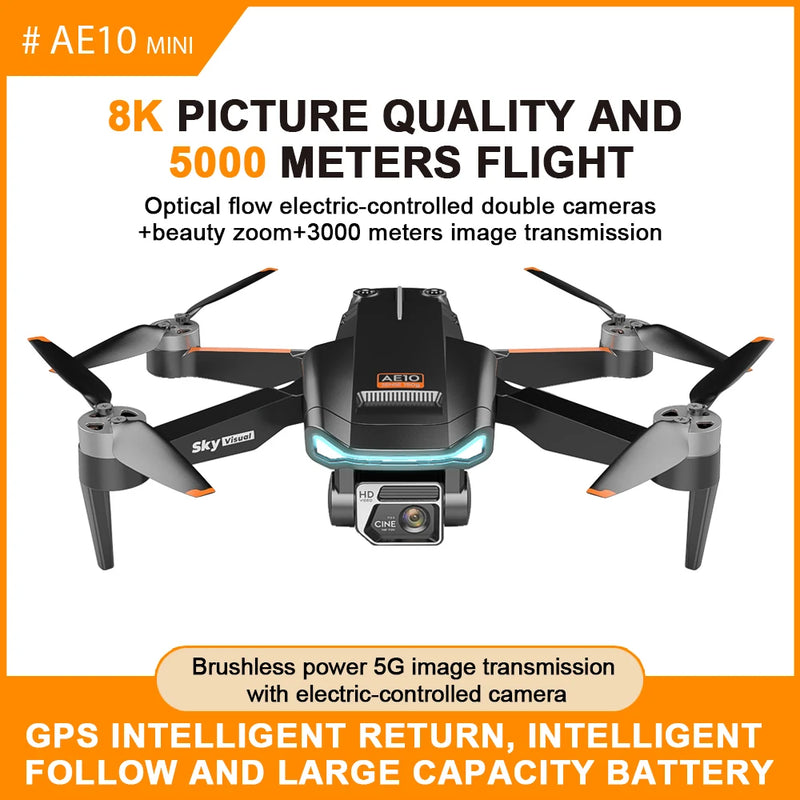 LEETA Drones 2023 AE10 Mini 8K HD Dual Lens With Optical Flow Obstacle Avoidance Photography Professional Helicopter RC Plane