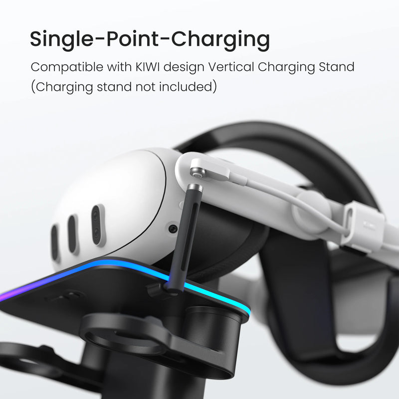 KIWI design Single-Point-Charging Battery Head Strap for Meta Quest 3 VR Accessories (Compatible with Our Charging Stand)