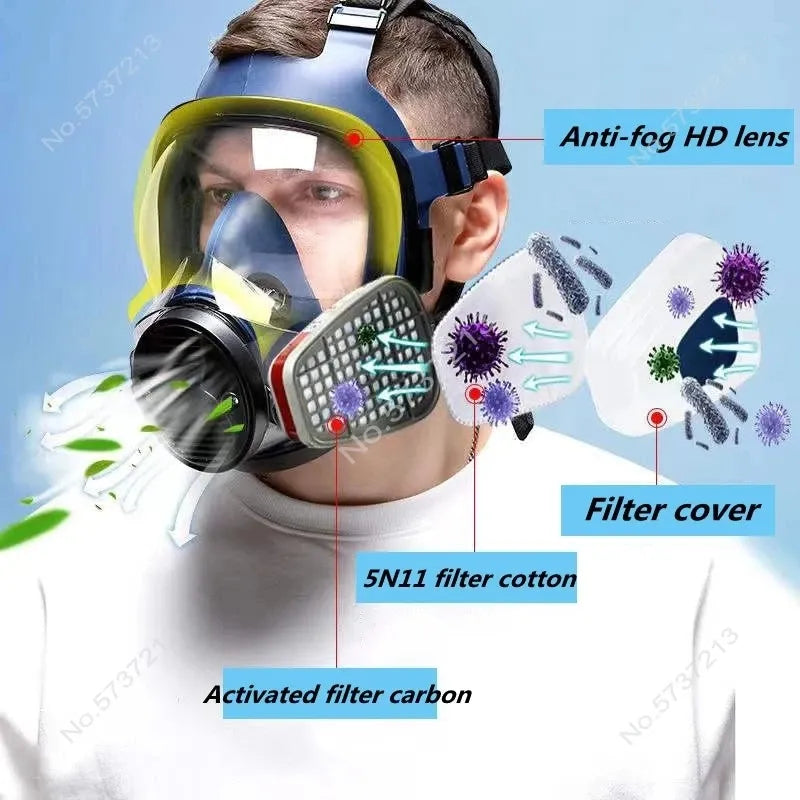 15/17 in 1 chemical respirator high quality new gas mask paint insecticide spray silicone full face mask filter for lab welding