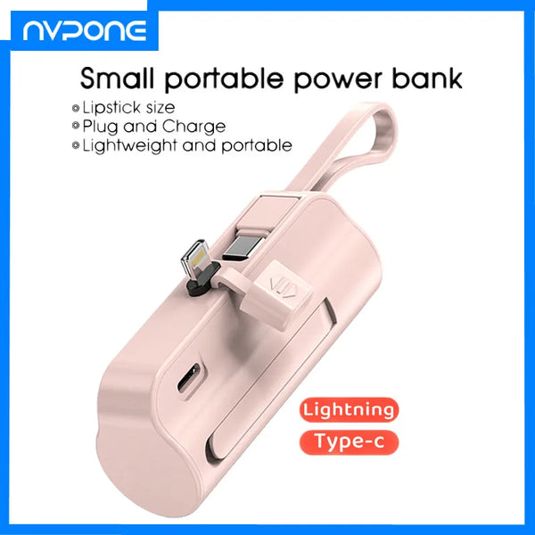 5000mAh Built in Cable Power Bank Mini PowerBank External Battery Portable Charger For iPhone Samsung Xiaomi Spare Power Banks