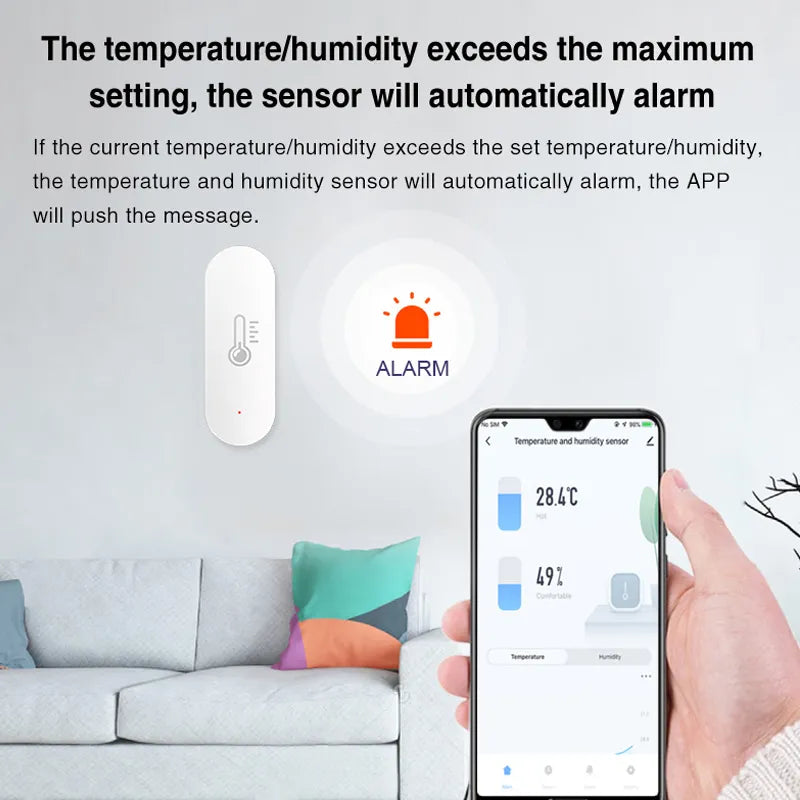 IHSENO Tuya WiFi Temperature Humidity Sensor Smart Life APP Monitor Smart Home Work With Alexa Google Home No Hub Required