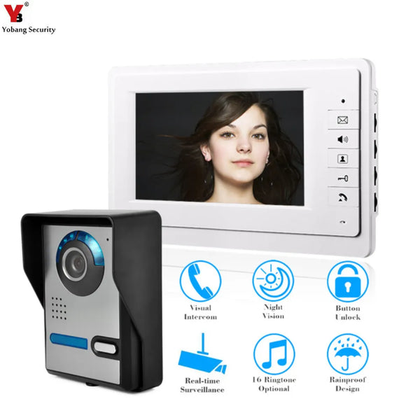 Yobang Security Video Door Intercom Entry System Kit Video Doorbell Phone Rainproof IR Camera for Home Villa Building Apartment