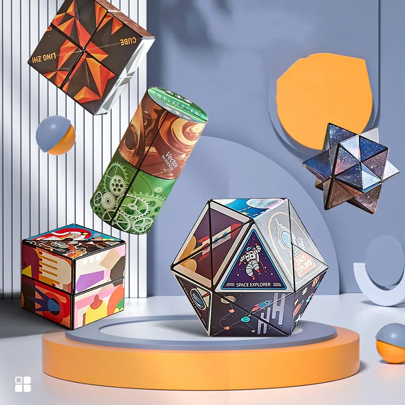 3D Three-dimensional Variety Geometric Magic Cube Fidget Toys Kids Anti Stress Hand Flip Puzzle Game Reliever Educational Toys