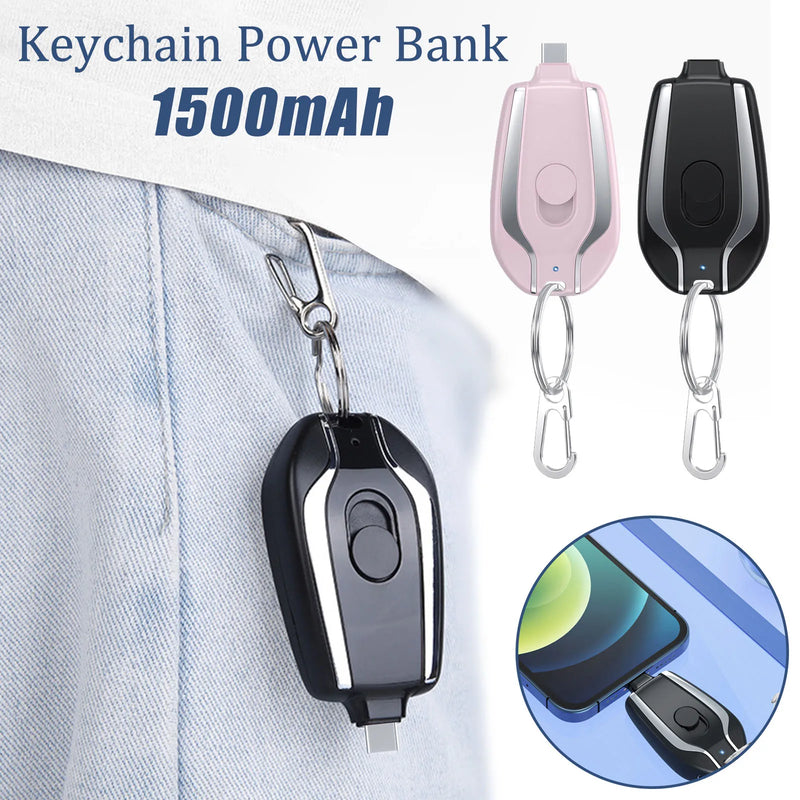 1500mah Emergency Power Banks Wireless Mini Battery Pack Portable Keychain Charger Type-C Fast Charging Backup Power Bank