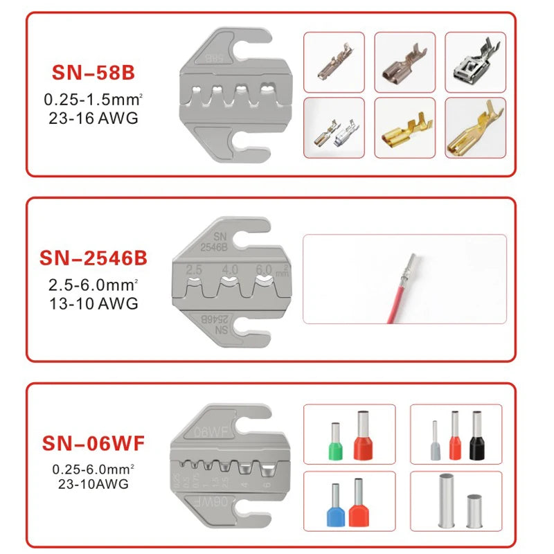 Pressed Pliers Electrician Tools Crimping Tool Electrical Terminals Clamp Electronics Pressing Connector Hand Jaws Set 02C 48BS