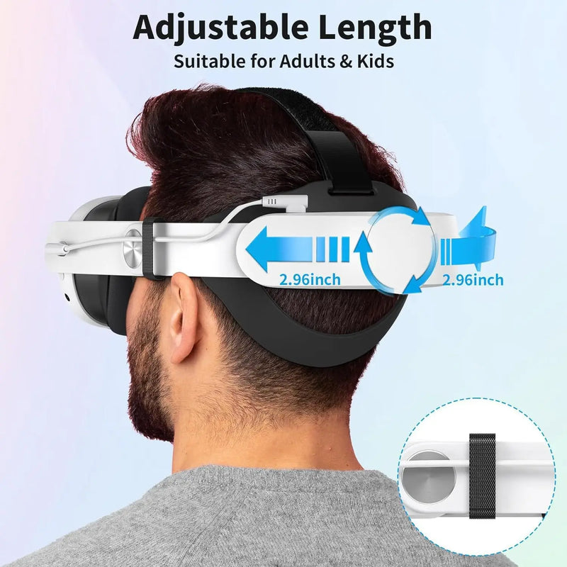 Adjustable Head Strap for Quest 3 VR Headset 10000mAh Battery Extend VR Playtime Enhanced Support for Meta Quest 3 Accessories