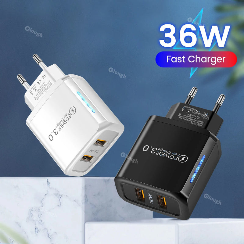 Elough 36W USB Charger Type C Fast Charging Phone Charger For iPhone 13 14 iPad Xiaomi Samsung QC PD 3.0 USB C Chargers Adapter