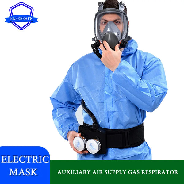 Portable Electric Air Supply Gas Mask Full Face Chemical Respirator For Work Safety Polishing Welding Spraying Safety Protection