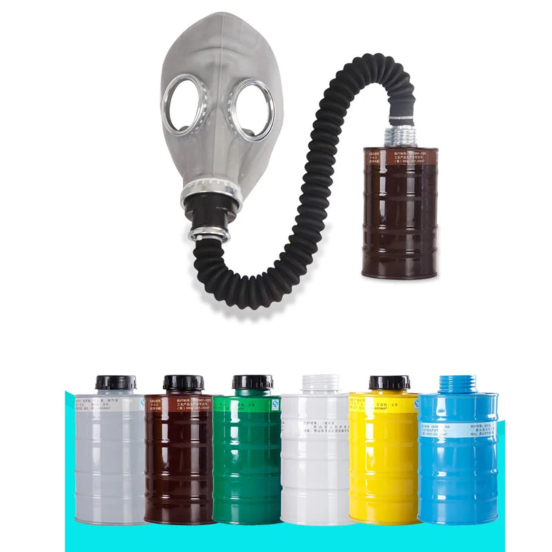 Full Face Gas Mask Chemical Respirator Gray/Black Natural Rubber Ghost Mask With Hose Filter For Painting Spraying Pesticide CS