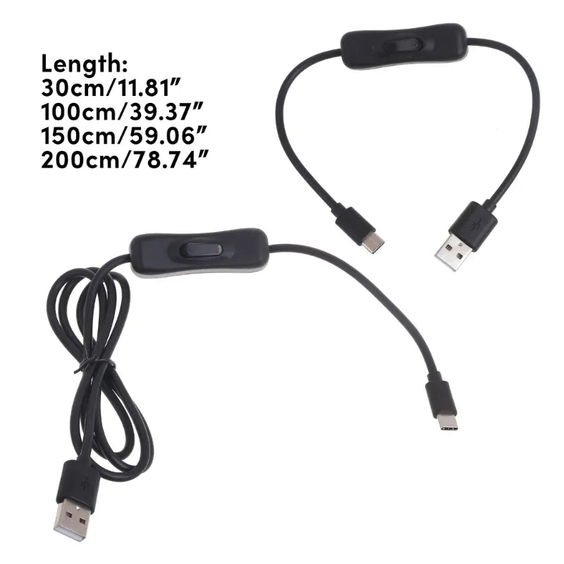 for Raspberry Pi 3 4 Power Switch,USB Male to Type C male adapter USB C Extension Cable with On/Off Switch for phone laptop