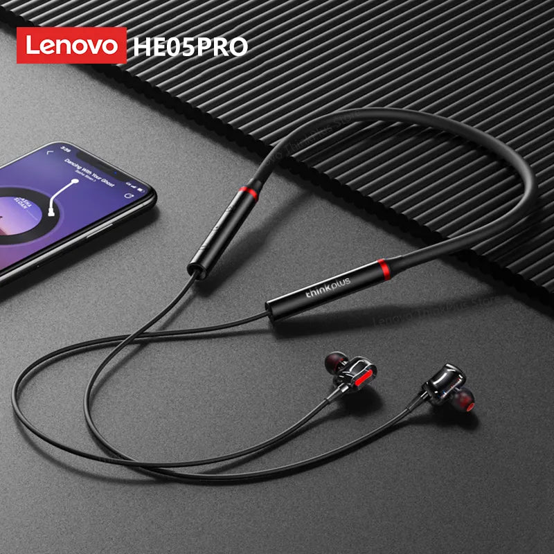 Original Lenovo HE05 Pro TWS Wireless Earphone Bluetooth 5.0 Sports Noise Canceling Neckband Headphones Waterproof Microphone