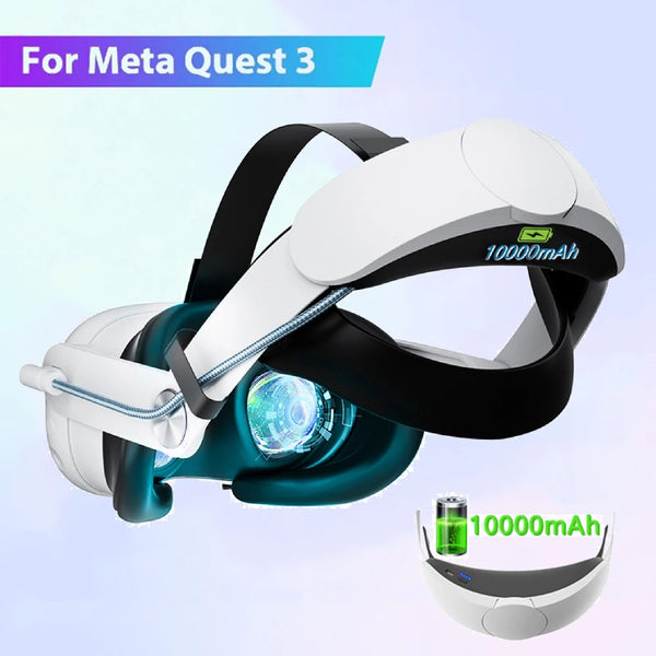 Rechargeable Head Strap for Meta Quest 3 VR Headset Extend VR Playtime Head Strap with 10000mAh Battery for Quest 3 Accessories