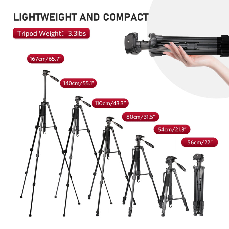 Professional Horizontal Tripod for Camera Mobile Phone Monopod 360-Degree Rotatable Center Column Lightweight Travel Dslr Tripod