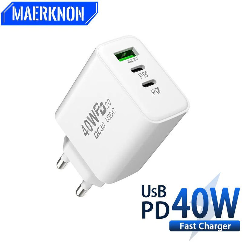 40W Usb C Charger Quick Charger Charge For Xiaomi 13 10 11 Samsung Galaxy A23 13 Fast Charging Phone Charger For IPhone 11 13 14